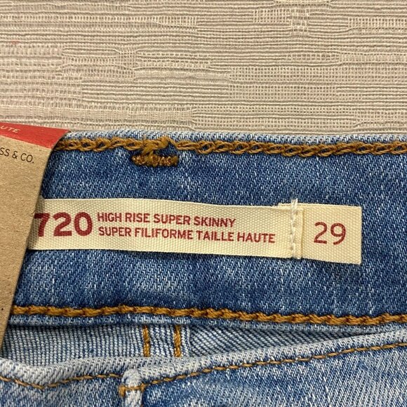 Levi's 720 Jeans Womens 29 x 30 High Rise Super Skinny Light Wash Stretch Denim - Picture 6 of 15